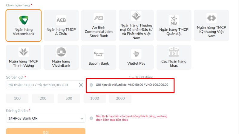 Kiểm tra kỹ mức quy định của phương thức